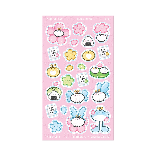 Sakura Frogs Sticker Sheet