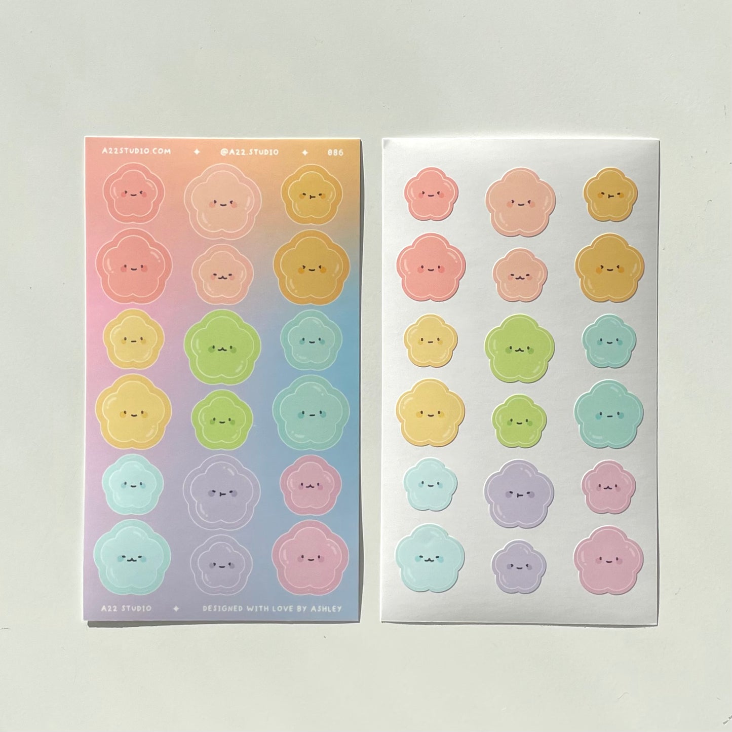 Flower Emoticon Sticker Sheet